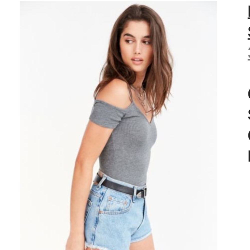 UO Project Social T Kenny Cold Shoulder Tee Grey